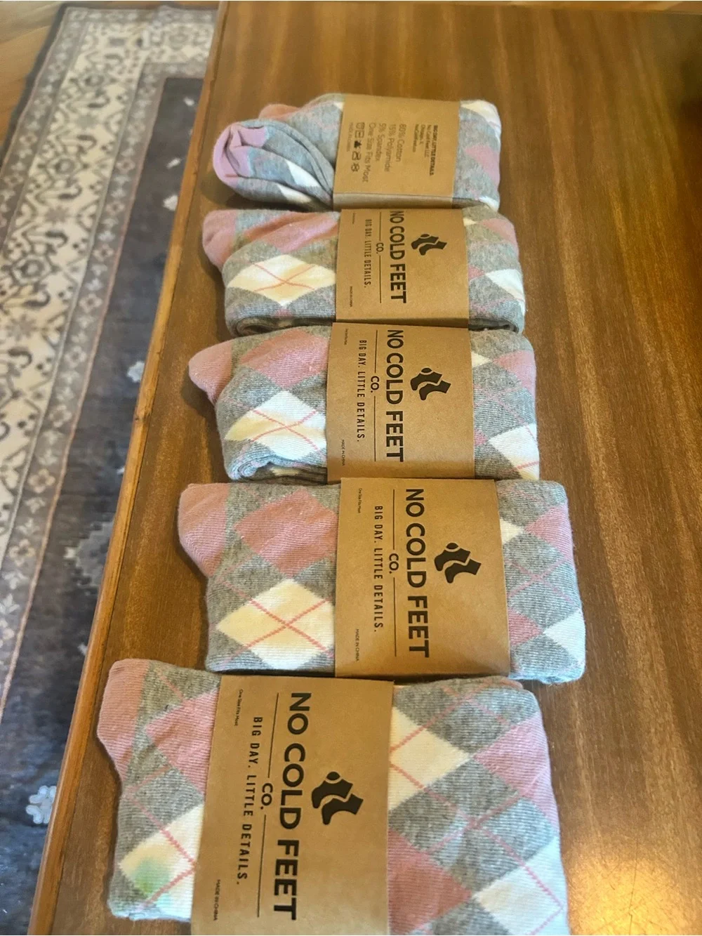 No Cold Feet Argyle Dress Socks - Pink & Gray. Groomsmen gifts.